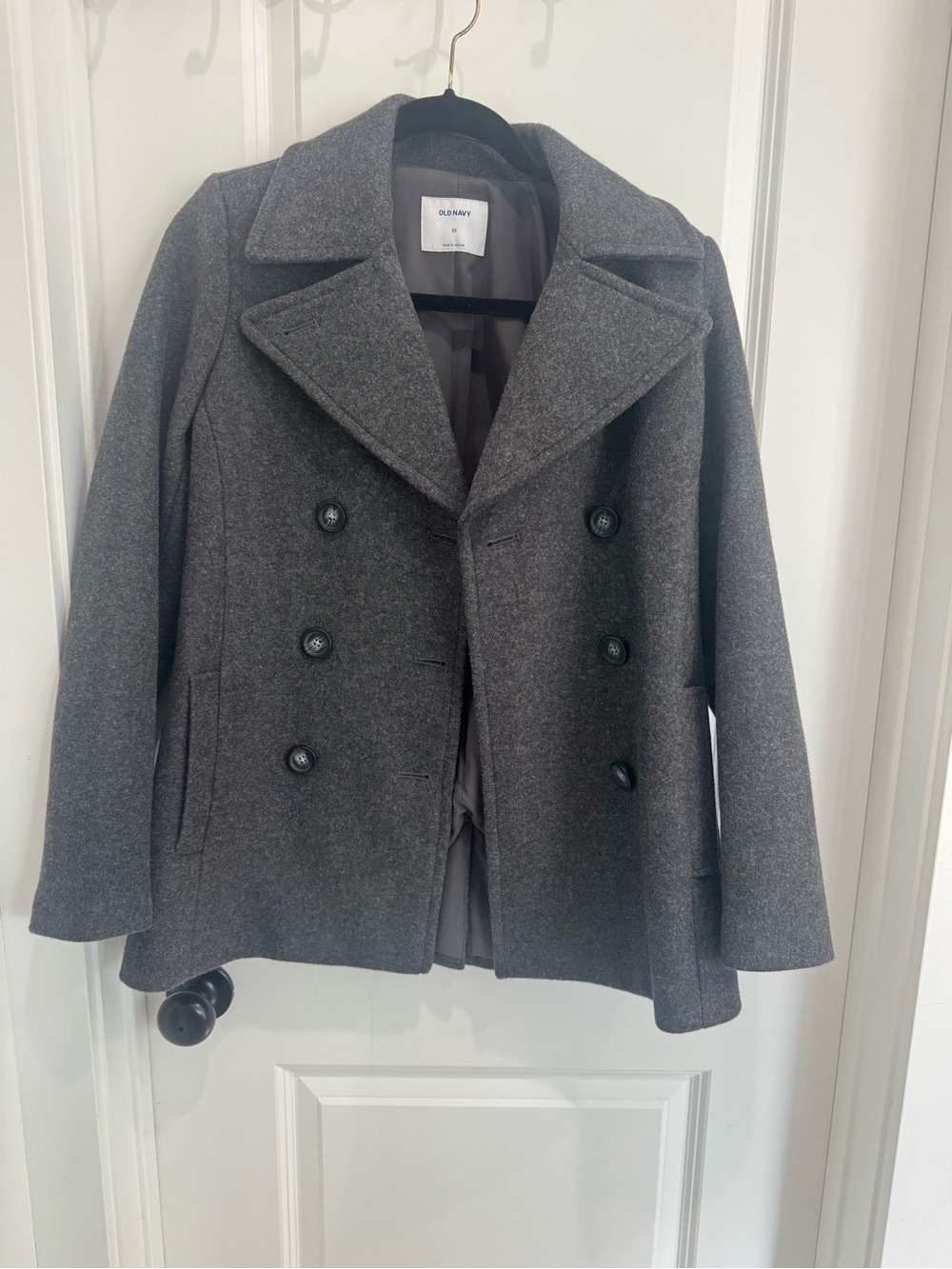 Old Navy Women's Charcoal Double-Breasted Peacoat